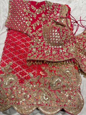 Luxury Red Bridal Saree with Heavy Zari Embroidery & Designer Blouse