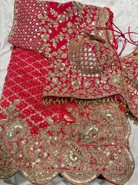 Luxury Red Bridal Saree with Heavy Zari Embroidery & Designer Blouse
