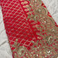 Luxury Red Bridal Saree with Heavy Zari Embroidery & Designer Blouse