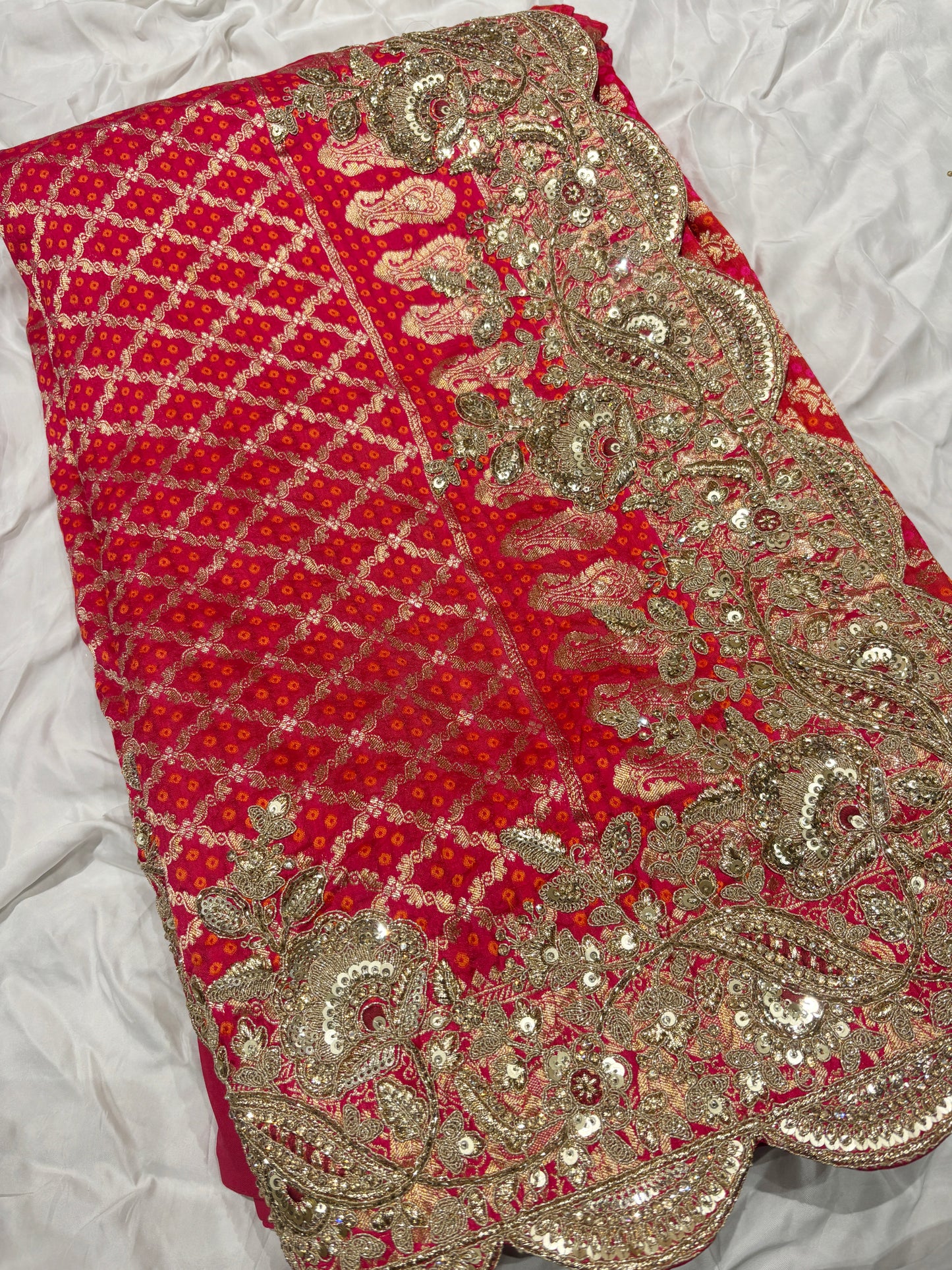 Luxury Red Bridal Saree with Heavy Zari Embroidery & Designer Blouse