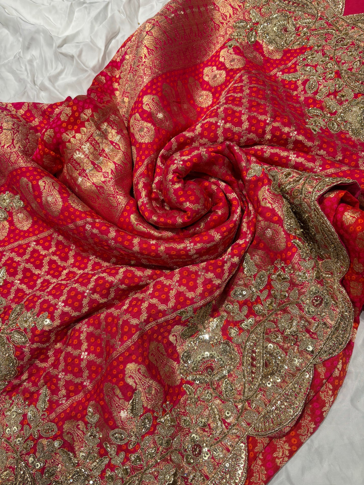 Luxury Red Bridal Saree with Heavy Zari Embroidery & Designer Blouse