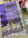 Purple Saree with Pure Banarasi Tissue Nandi Motif & Rich Zari Border
