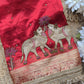 Red Saree with Pure Banarasi Tissue Nandi Motif & Rich Zari Border