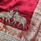 Red Saree with Pure Banarasi Tissue Nandi Motif & Rich Zari Border