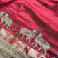 Red Saree with Pure Banarasi Tissue Nandi Motif & Rich Zari Border