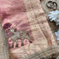 Blush Pink Saree with Pure Banarasi Tissue Nandi Motif & Zari Border
