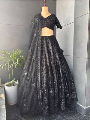 Black Fabulous Handwork Lehenga