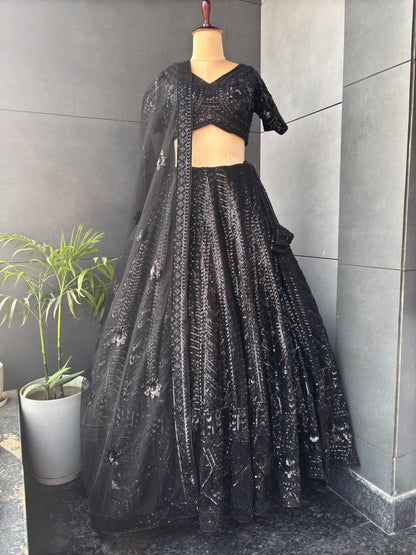 Black Fabulous Handwork Lehenga
