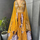 Off White Floral Print Embroidered Lehenga Set