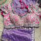 Purple Designer Saree with Embellished Blouse & Mirror Work Border