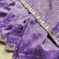 Purple Designer Saree with Embellished Blouse & Mirror Work Border