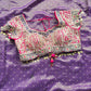 Purple Designer Saree with Embellished Blouse & Mirror Work Border