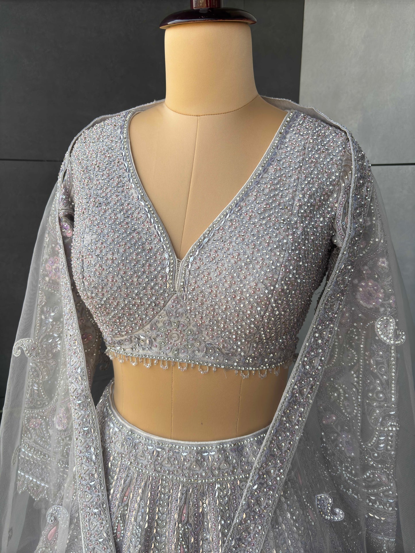 Grand Occasion Lehanga with Pearl and American Diamond