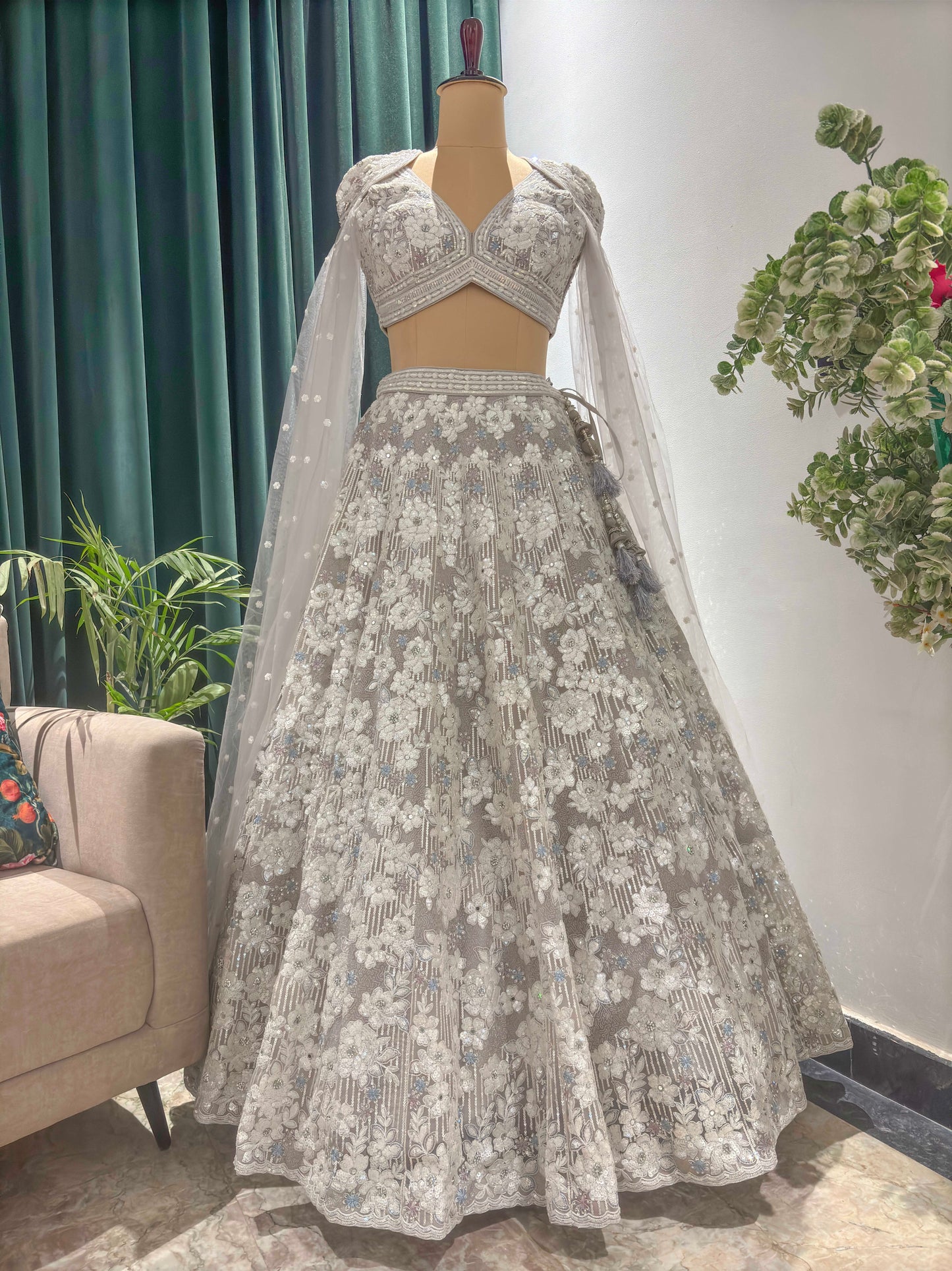 Perfect Designer Lehenga with Sequins & American Diamond Work