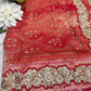Red Banarasi Style Saree with Golden Zari Buti & Embroidered Border