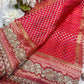 Red Banarasi Style Saree with Golden Zari Buti & Embroidered Border