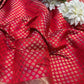 Red Banarasi Style Saree with Golden Zari Buti & Embroidered Border