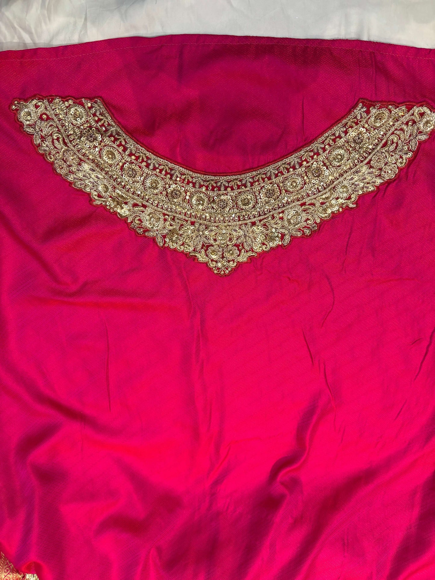 Red Banarasi Style Saree with Golden Zari Buti & Embroidered Border