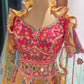 Floral Embroidered Designer Lehenga Set with Net Dupatta