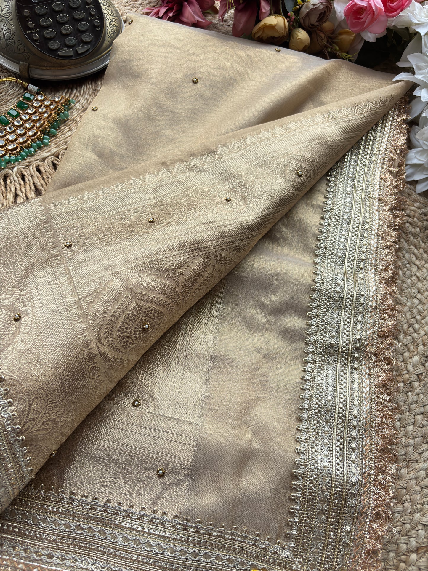 Gajraj Maharani Gold Designer Saree with Royal Elephant Embroidery
