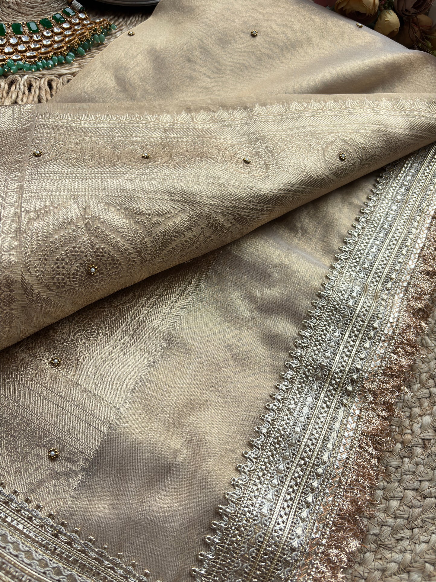 Gajraj Maharani Gold Designer Saree with Royal Elephant Embroidery