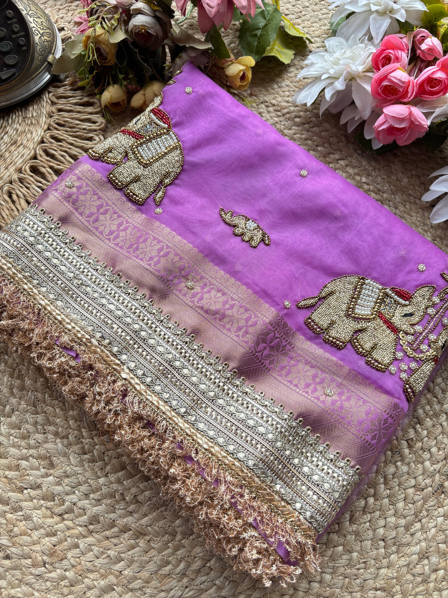 Gajraj Maharani Saree Designer Saree with Royal Elephant Embroidery