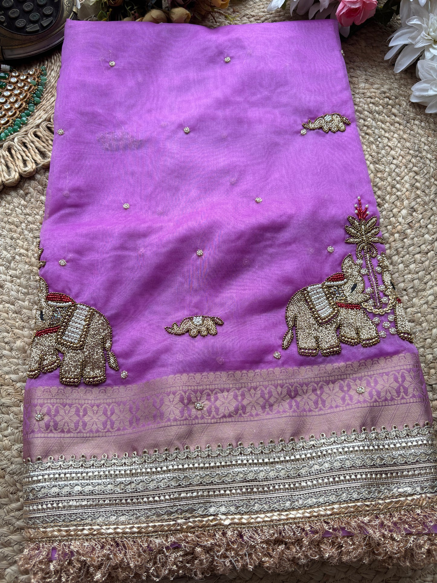 Gajraj Maharani Saree Designer Saree with Royal Elephant Embroidery