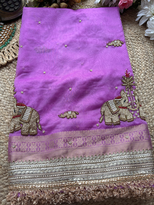 Gajraj Maharani Saree Designer Saree with Royal Elephant Embroidery