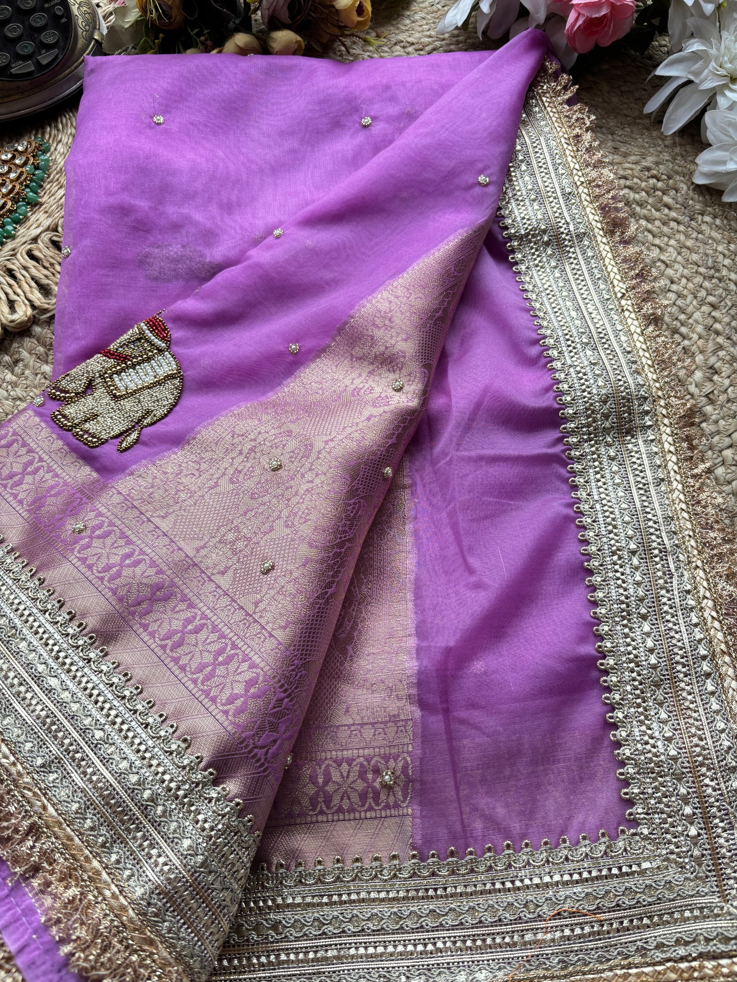Gajraj Maharani Saree Designer Saree with Royal Elephant Embroidery