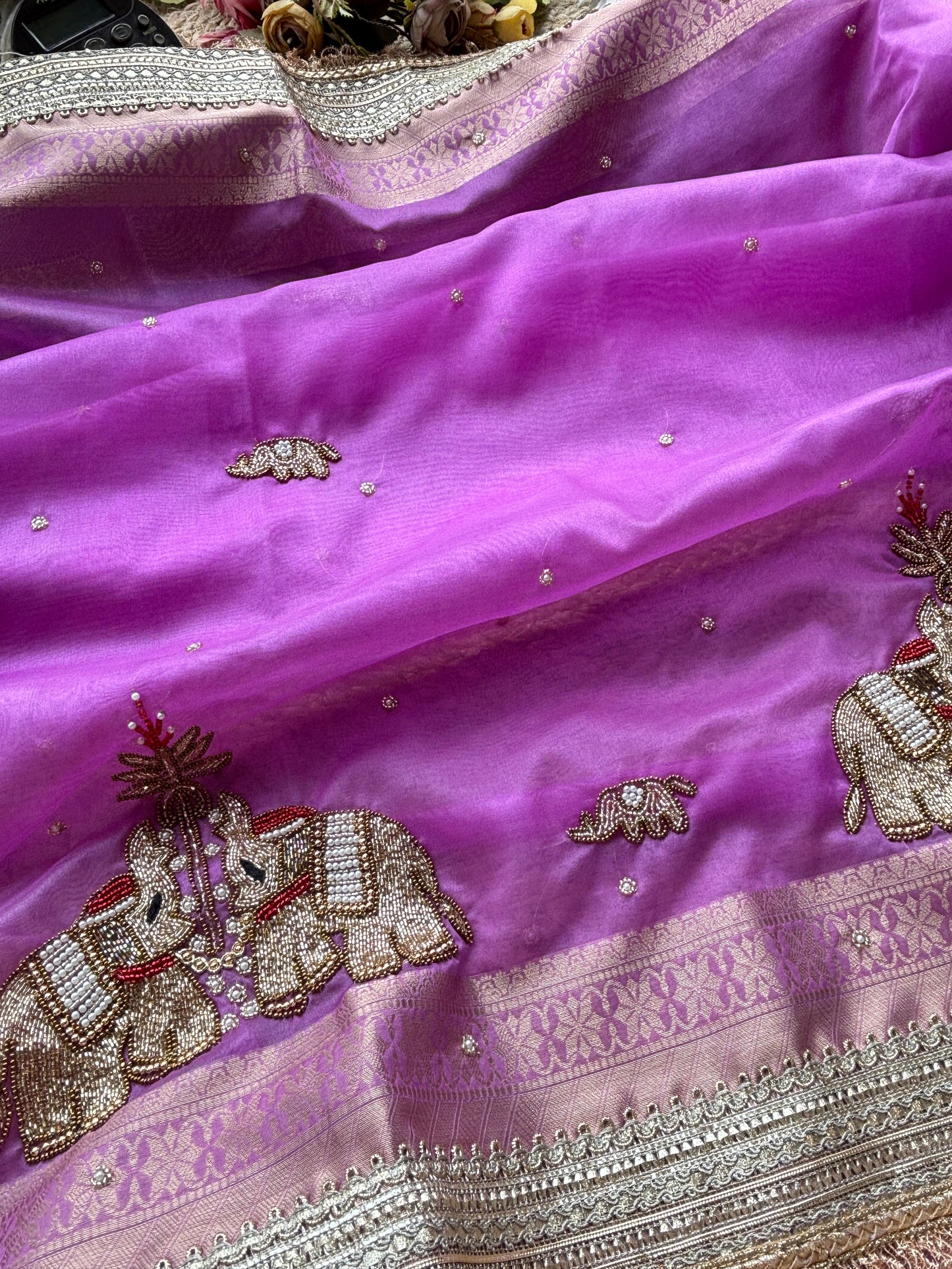 Gajraj Maharani Saree Designer Saree with Royal Elephant Embroidery