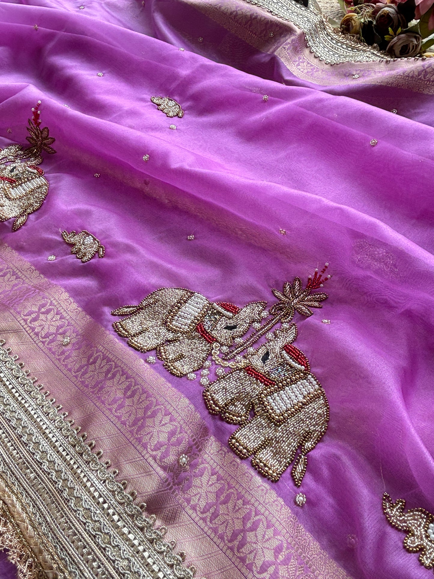 Gajraj Maharani Saree Designer Saree with Royal Elephant Embroidery