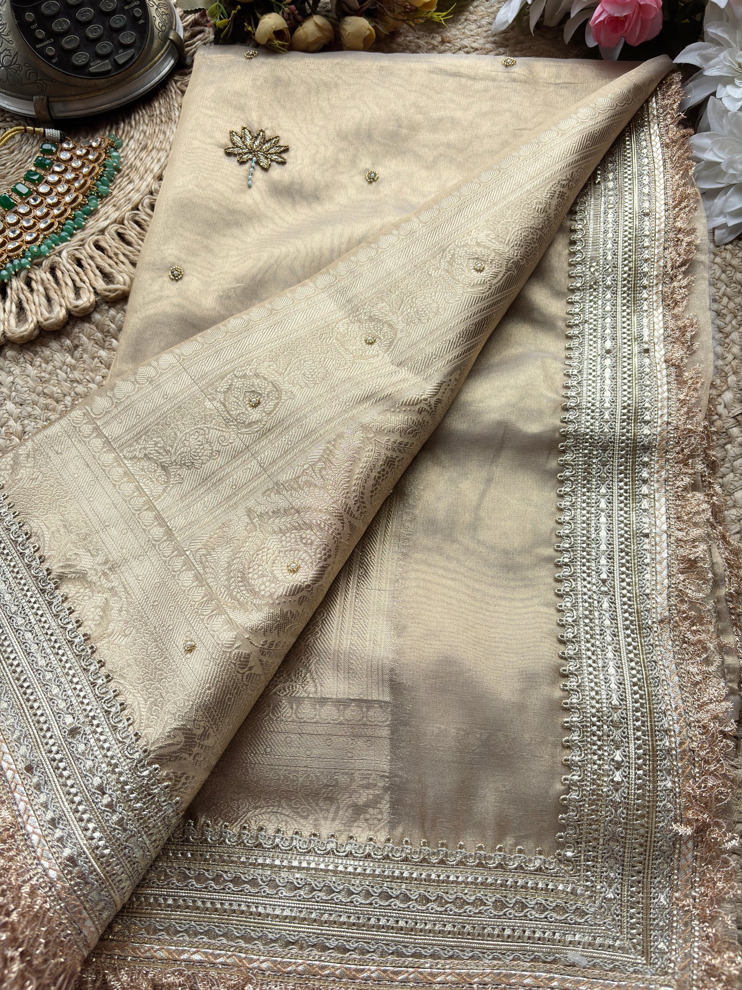 Nandi Maharani Designer Saree with Zari Border & Sequin Work