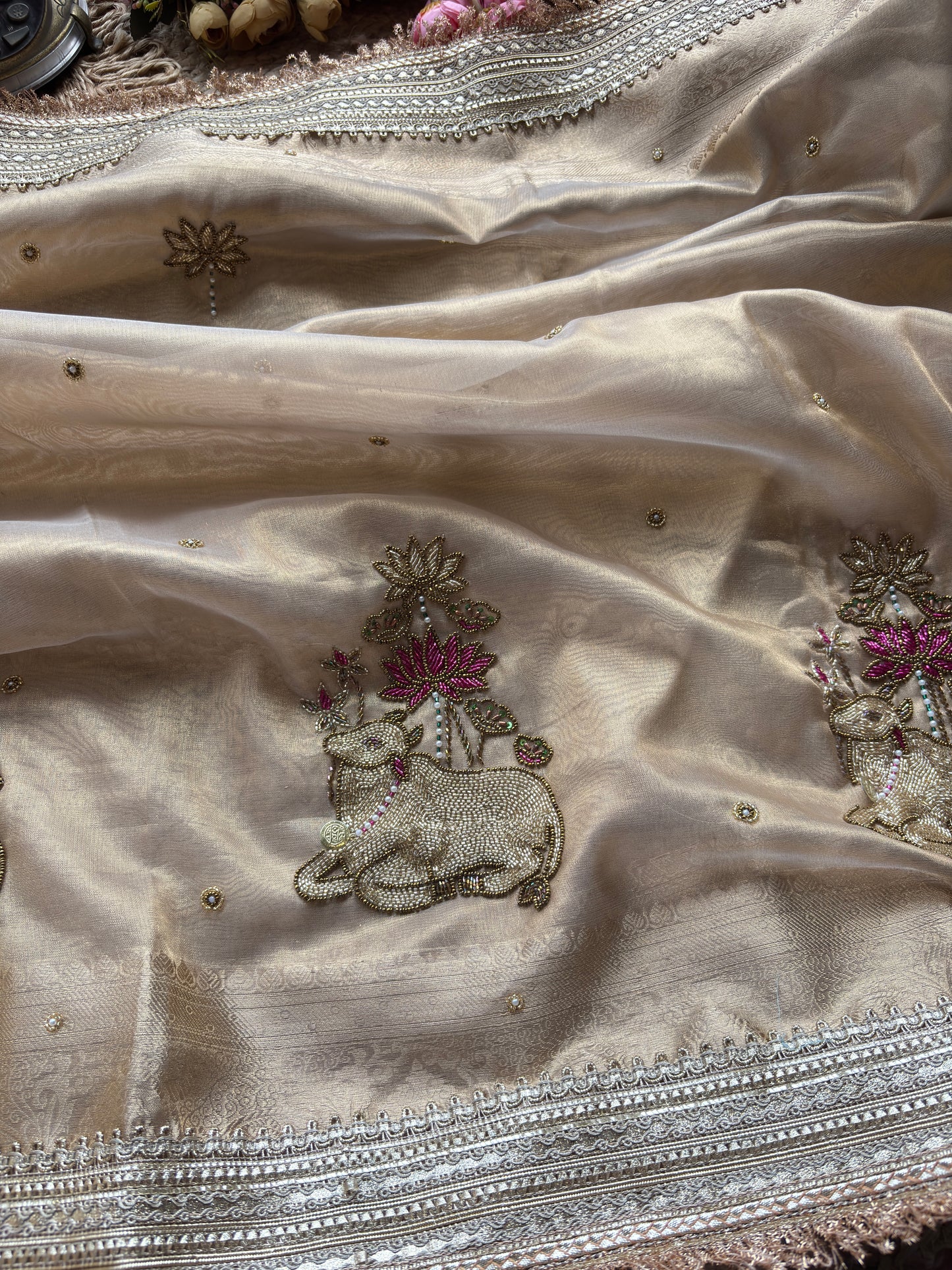 Nandi Maharani Designer Saree with Zari Border & Sequin Work