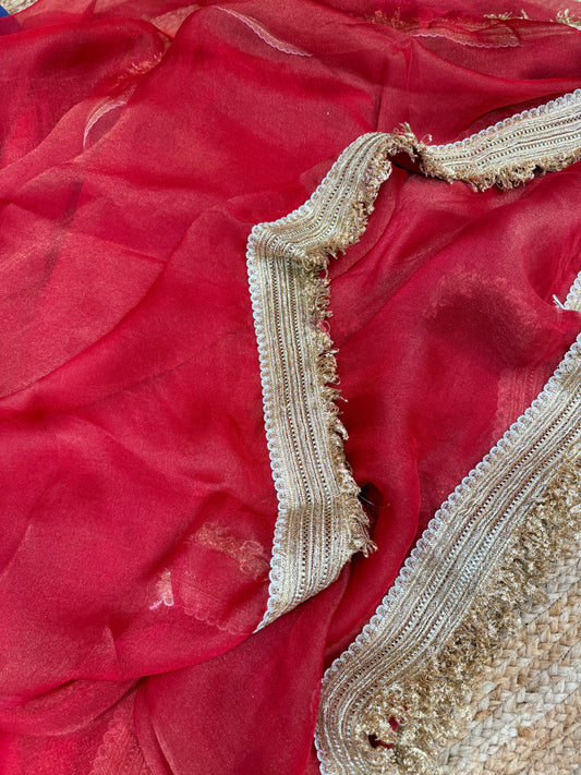 Elegant Red Saree with Golden Border | Perfect Bridal & Wedding Wear Saree