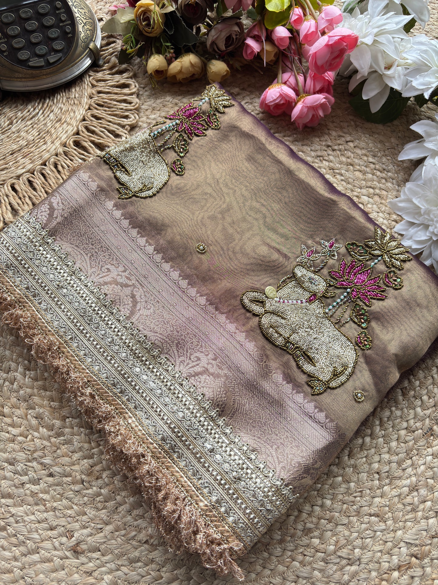 Nandi Maharani Designer Saree with Zari Border & Sequin Work