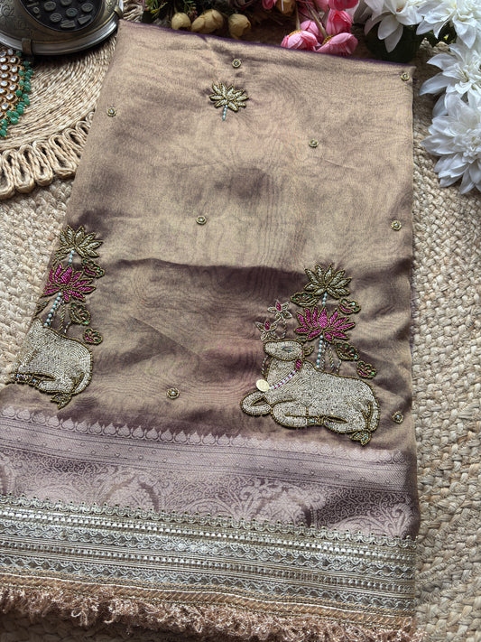 Nandi Maharani Designer Saree with Zari Border & Sequin Work