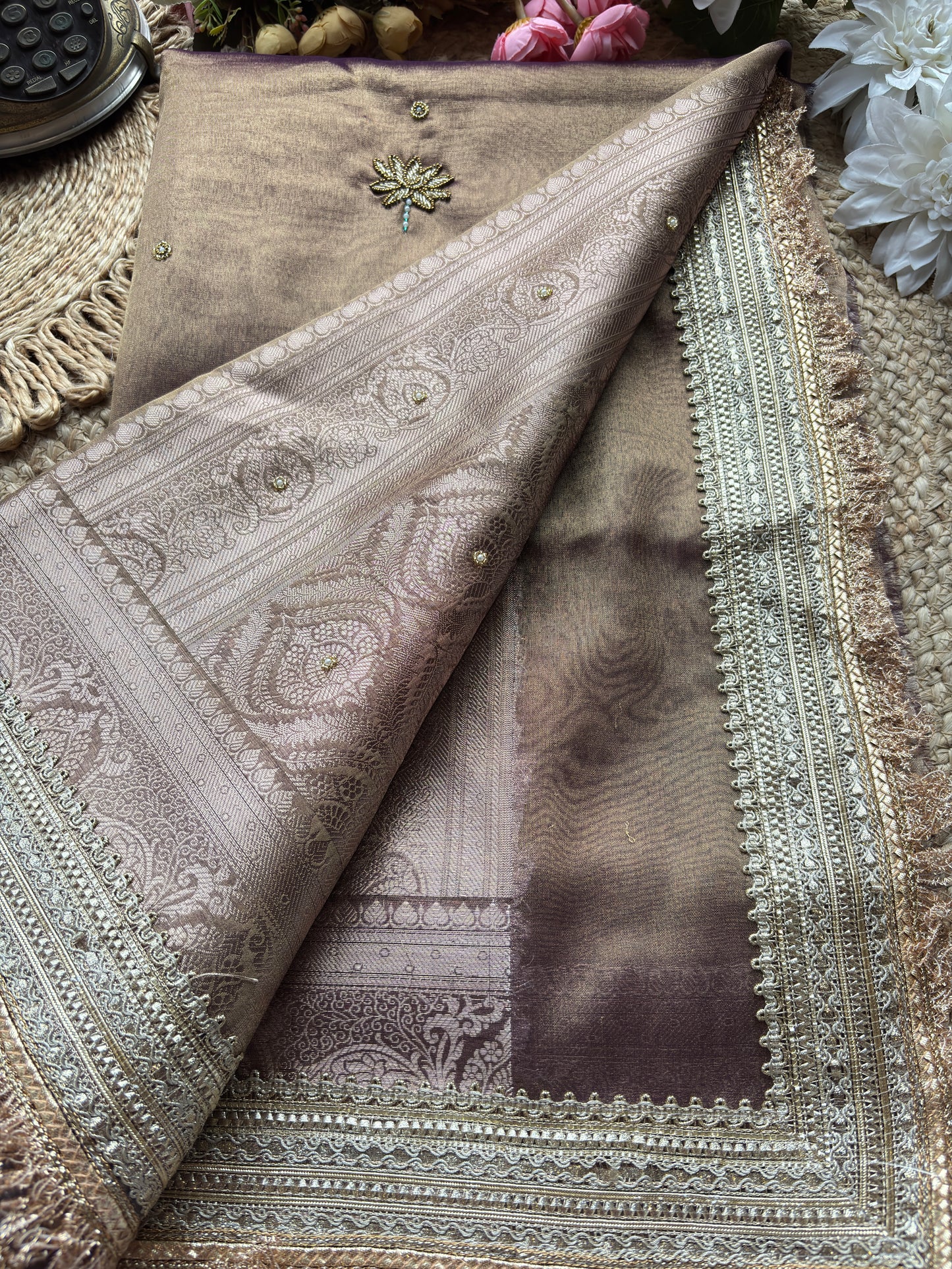 Nandi Maharani Designer Saree with Zari Border & Sequin Work