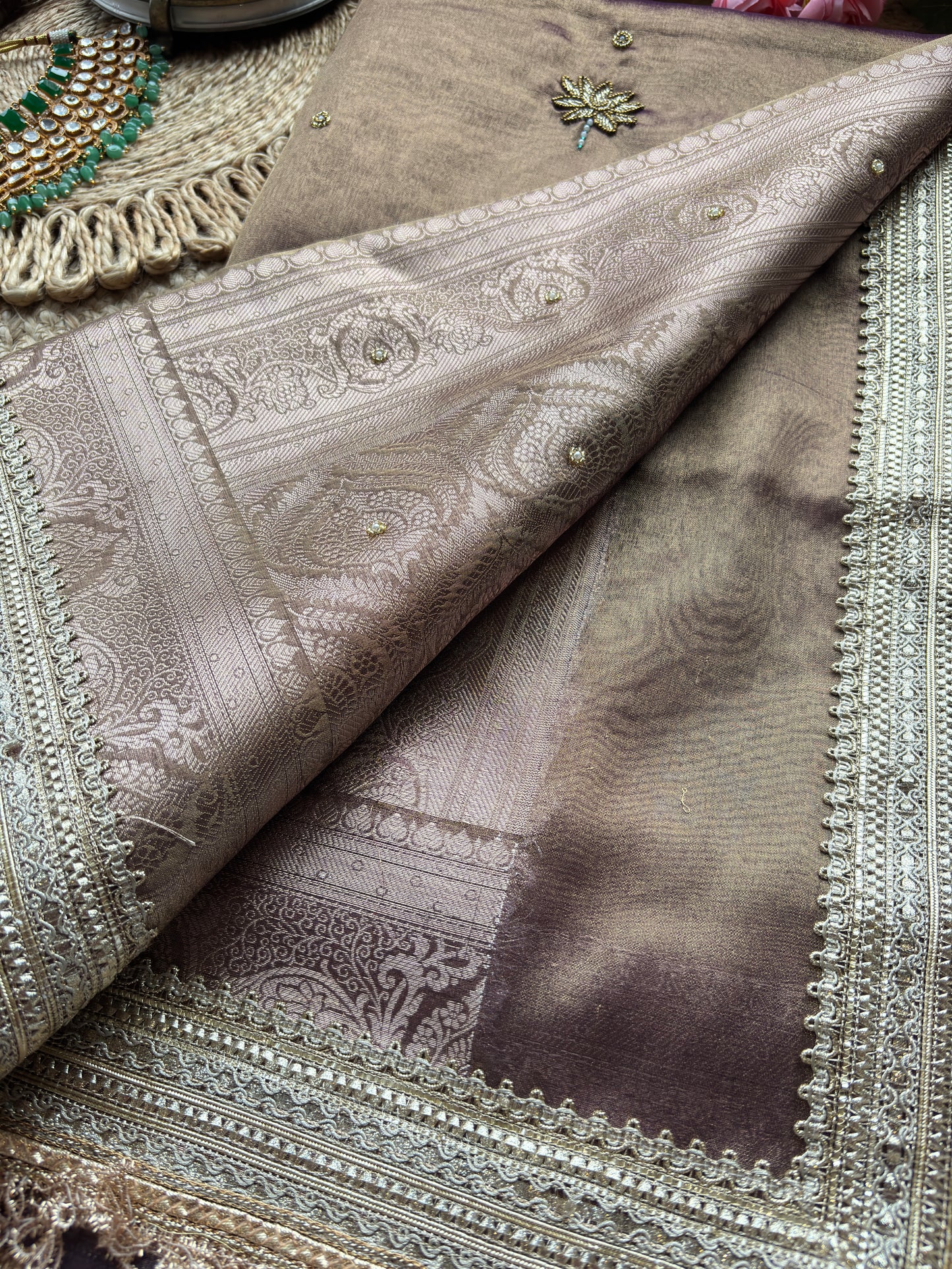Nandi Maharani Designer Saree with Zari Border & Sequin Work