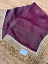 Elegant Wine Colour Banarasi Saree with Golden Zari Border | Wedding & Festive Wear