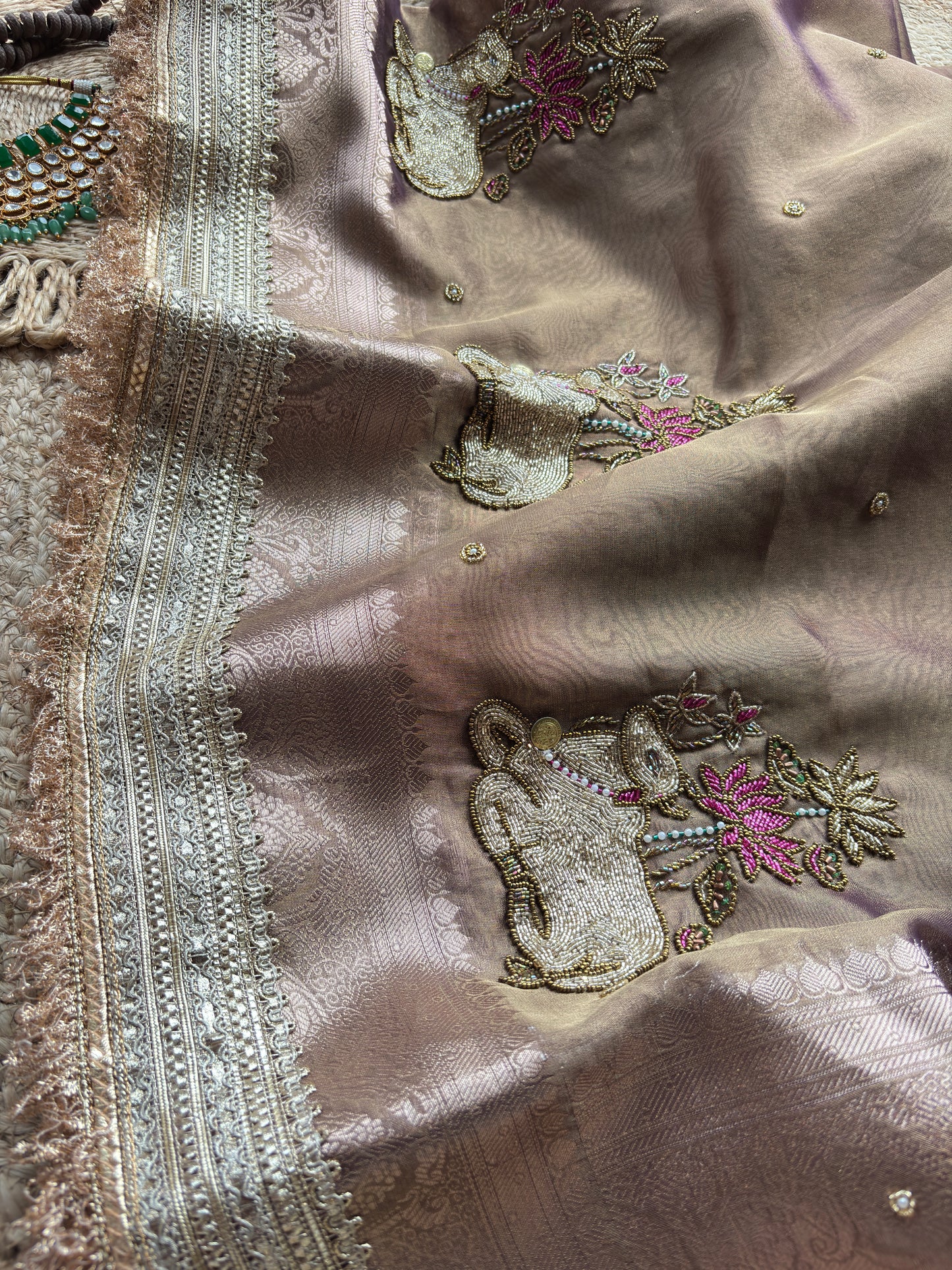 Nandi Maharani Designer Saree with Zari Border & Sequin Work