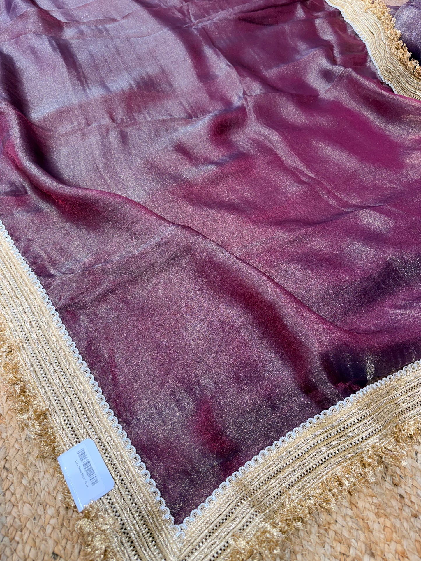 Elegant Wine Colour Banarasi Saree with Golden Zari Border | Wedding & Festive Wear