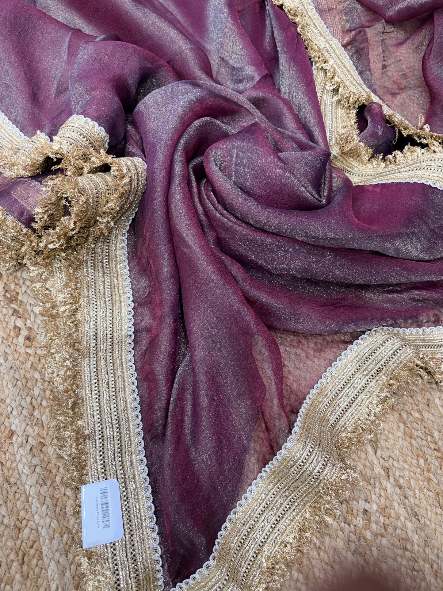 Elegant Wine Colour Banarasi Saree with Golden Zari Border | Wedding & Festive Wear