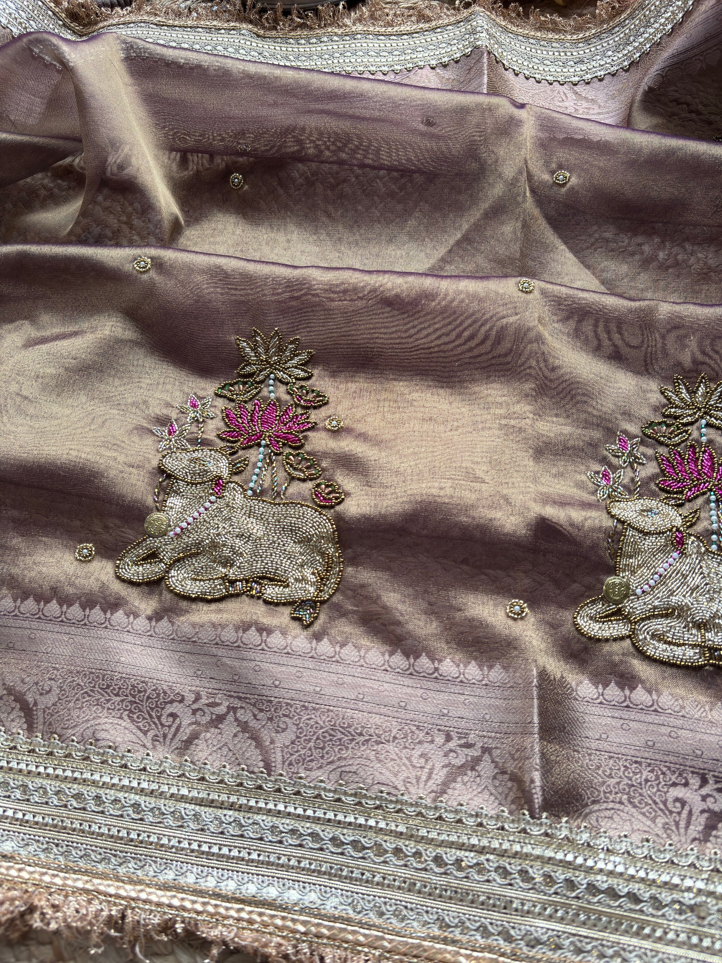 Nandi Maharani Designer Saree with Zari Border & Sequin Work