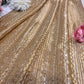 Luxury Golden Designer Saree with Heavy Sequin & Pearl Embroidery