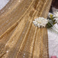 Luxury Golden Designer Saree with Heavy Sequin & Pearl Embroidery