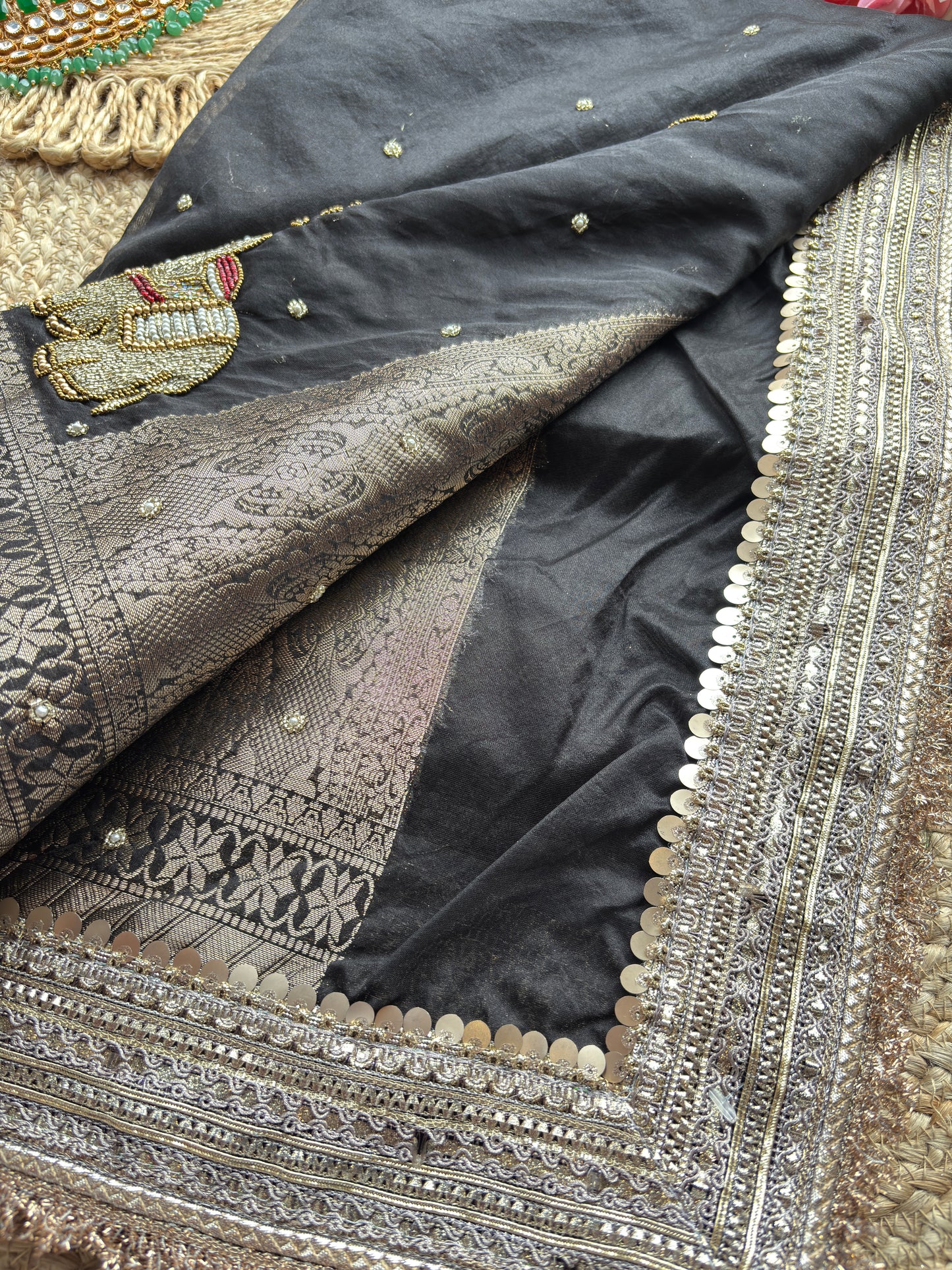 Black Gajraj Maharani Saree with Royal Embroidery Heavy Border