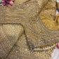 Luxury Golden Designer Saree with Heavy Sequin & Pearl Embroidery