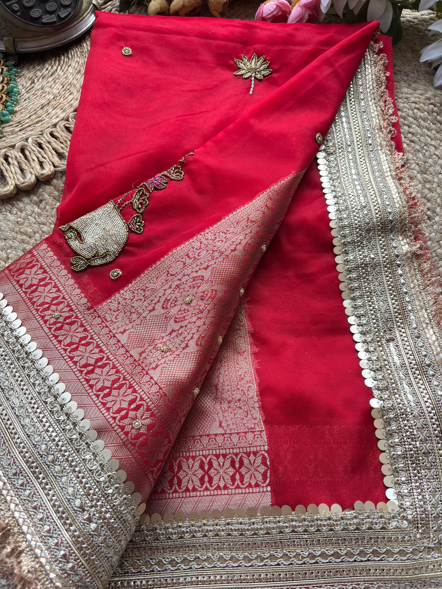Nandi Maharani Designer Saree with Zari Border & Sequin Work