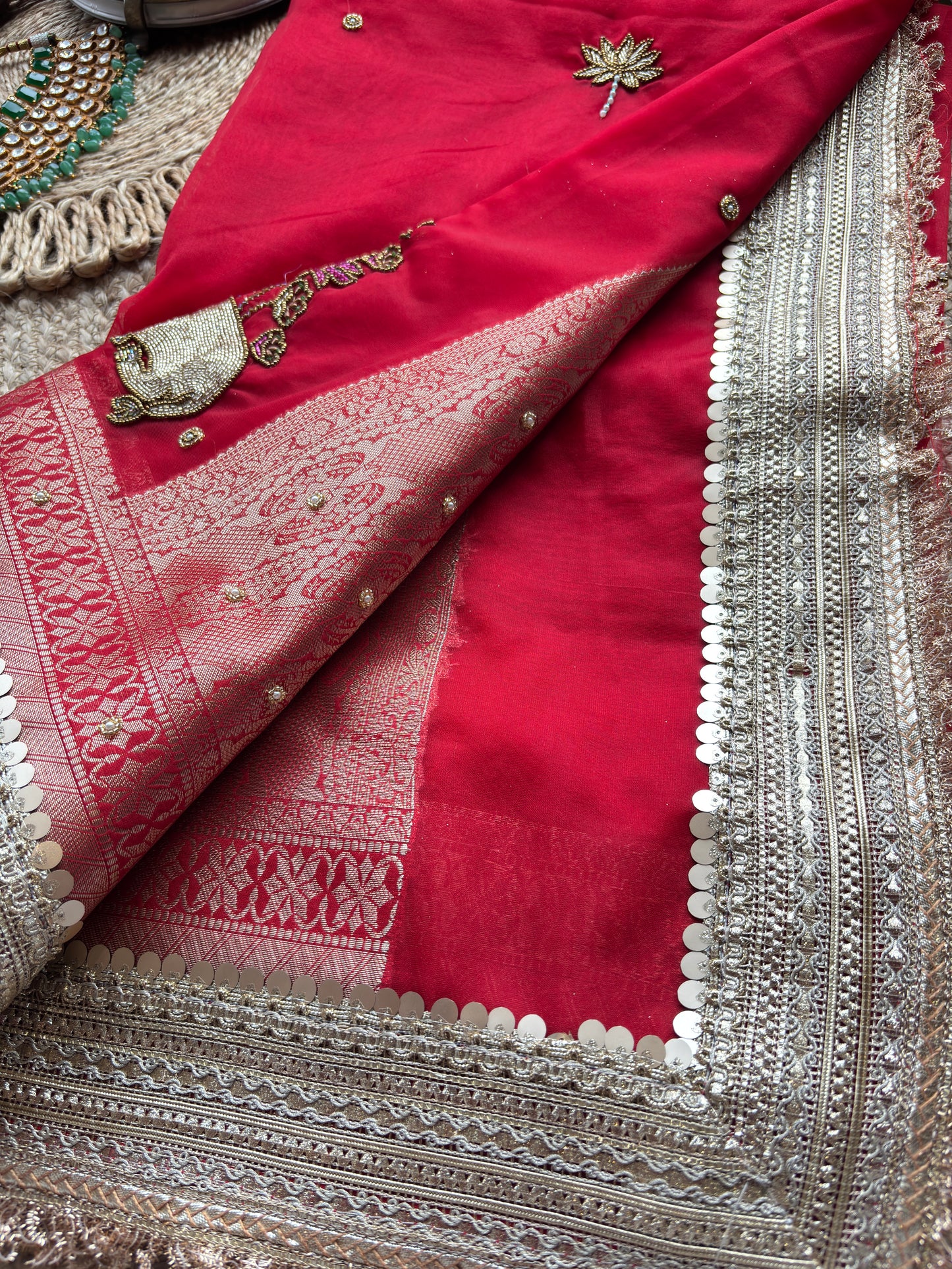 Nandi Maharani Designer Saree with Zari Border & Sequin Work
