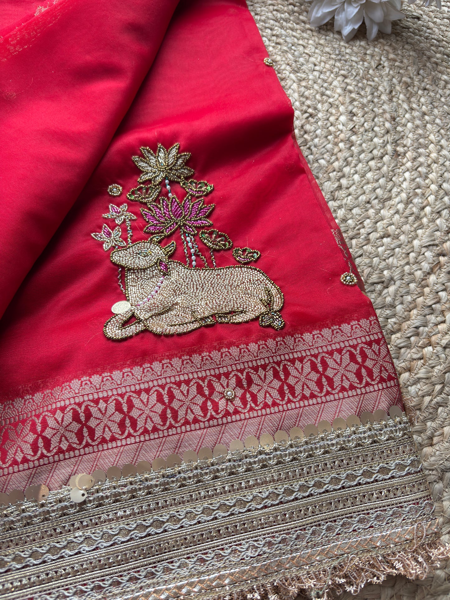 Nandi Maharani Designer Saree with Zari Border & Sequin Work